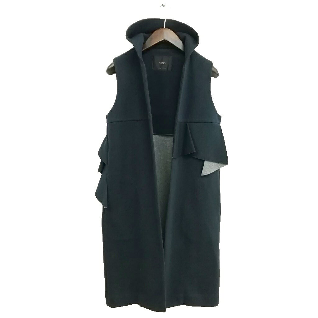 [美品]yori ヨリ ダブルクロス ジレ ベスト 完売品 黒 F yori ブラックジレ 【公式通販】