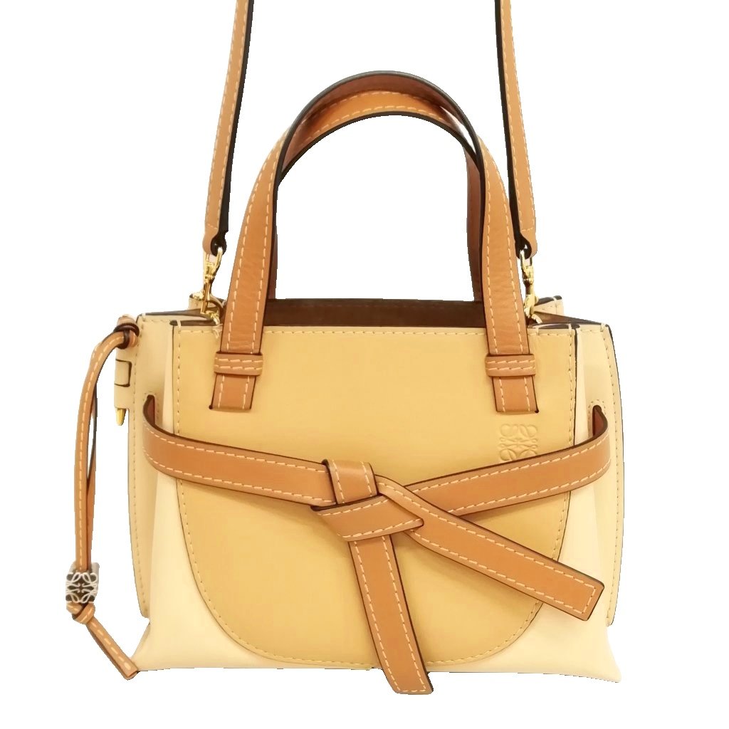 【中古】ロエベ LOEWE ゲート トップハンドル ミニ 2way ハンドバッグ ショルダーバッグ ベージュ系 レディース 【ベクトル 古着】 260427