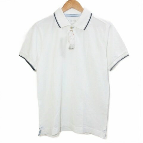 【中古】未使用品 ユニクロ UNIQLO タグ付き ポロシャツ ウォッシュ ライン 鹿の子 半袖 JUST FIT オフホワイト M /X メンズ 【ベクトル 古着】 260428