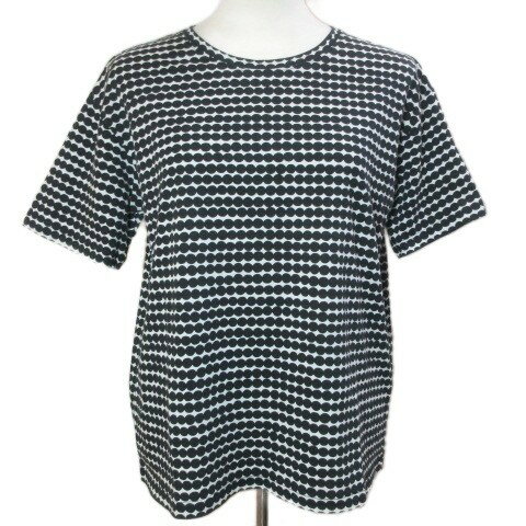 【中古】マリメッコ marimekko NEA RASYMATTO ドットカットソー Tシャツ 半袖 クルーネック S ブラック ホワイト /X レディース 【ベクトル 古着】 260506
