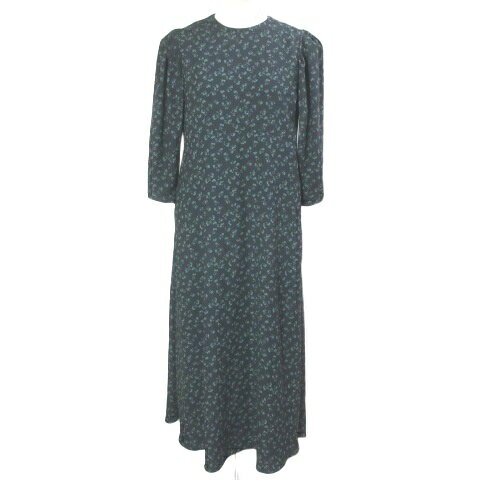 【中古】ミラオーウェン Mila Owen 花柄タックスリーブナローワンピース ロング 7分袖 0 S相当 ネイビー グリーン 09WF0235124 /X レディース 【ベクトル 古着】 260709 auc-vector-21105152 ブランド古着の買取販売ベクトル パッケージ画像
