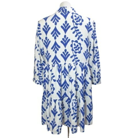 【中古】ザラ ZARA 美品 23SS 花柄ミニワンピース シャツワンピース ティアード 7分袖 総柄 Vネック M 170/88A ホワイト ブルー 4437/099/712 /X レディース 【ベクトル 古着】 260716 auc-vector-21116800 ブランド古着の買取販売ベクトル サンプル画像2