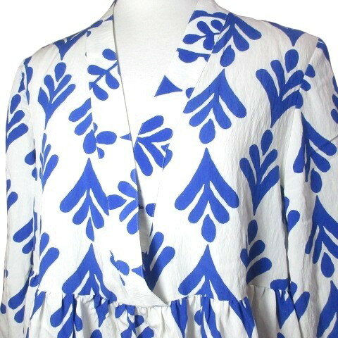 【中古】ザラ ZARA 美品 23SS 花柄ミニワンピース シャツワンピース ティアード 7分袖 総柄 Vネック M 170/88A ホワイト ブルー 4437/099/712 /X レディース 【ベクトル 古着】 260716 auc-vector-21116800 ブランド古着の買取販売ベクトル サンプル画像3