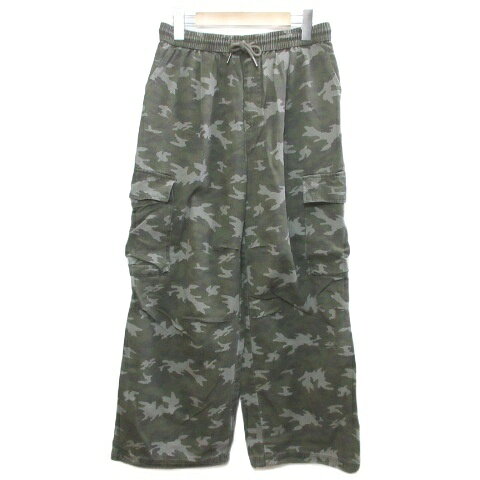 【中古】スパオ SPAO 2025 カモカーゴパンツ 迷彩 USED加工 ウエストゴム L 170/74A カーキ SPMTF4TG51 /X レディース 【ベクトル 古着】 260810