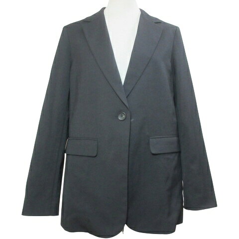 【中古】ユニクロ UNIQLO UVカットリラックスジャケット テーラード シングル 1B リネン混 M 黒 ブラック 211-424631 /X レディース 【ベクトル 古着】 260820