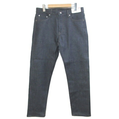 【中古】未使用品 ユニクロ UNIQLO 24SS タグ付き スリムストレートジーンズ セルビッジ デニムパンツ 32(81.5cm) 紺 ネイビー /X メンズ 【ベクトル 古着】 260903