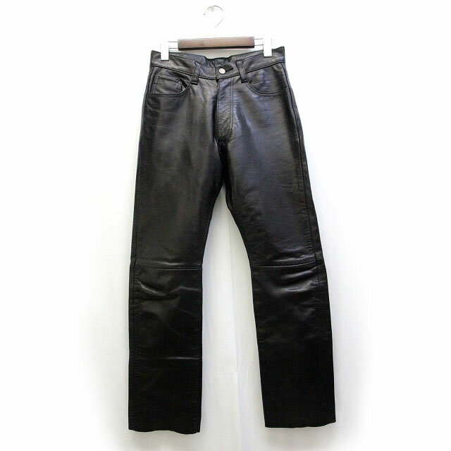 【中古】パンツ フェイクレザー 革パン シンプル カットオフ 黒 ブラック /Z メンズ 【ベクトル 古着】 220506