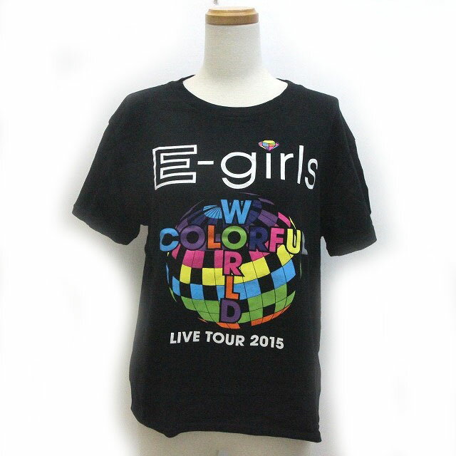 【中古】ツアーTシャツ E-girls LIVE TOUR 2015 COLORFUL WORLD 半袖 S 黒 ブラック /Z メンズ レディース 【ベクトル 古着】 220622