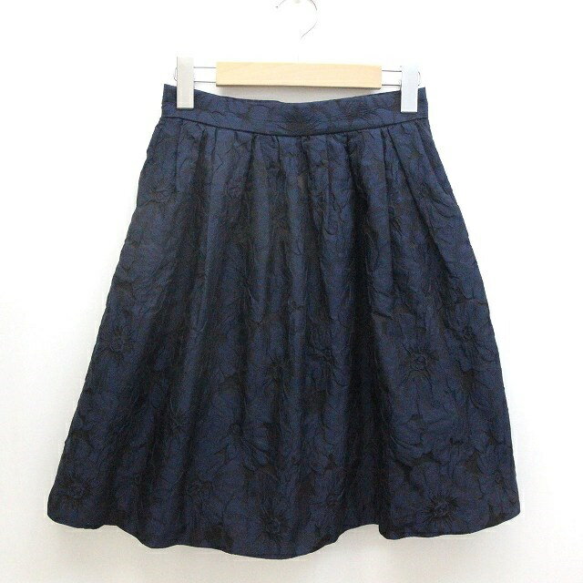 【中古】トランテアン ソン ドゥ モード 31 Sons de mode スカート 花柄 タック ひざ丈 36 紺 ネイビー /Z レディース 【ベクトル 古着】 220715