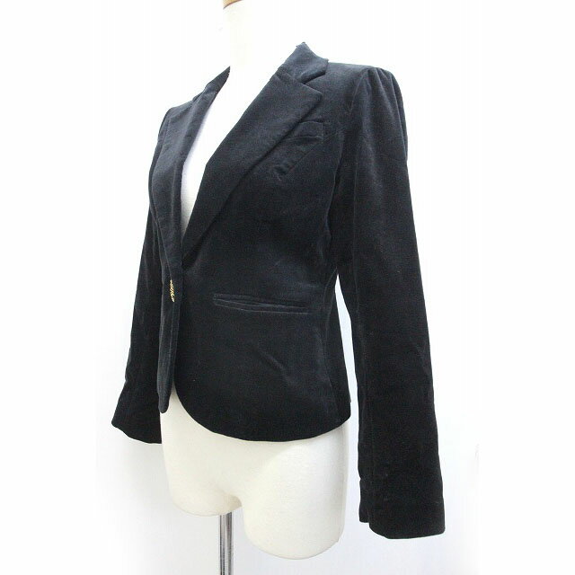【中古】ソフィスティケイティッドサク sophisticated sah テーラードジャケット ブレザー ベロア調 2 黒 ブラック /Z レディース 【ベクトル 古着】 220914