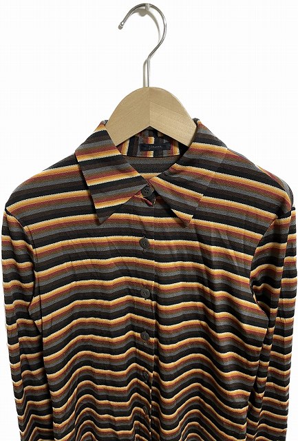 【中古】JEZABEL シャツ ブラウス ステンカラー 長袖 ボーダー ベージュ ブラウン /AG レディース 【ベクトル 古着】 230321