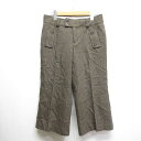 【中古】バナナリパブリック BANANA REPUBLIC ネップ加工 ウール混 クロップド パンツ 2 茶 ブラウン ジッパーフライ 裏地付き レディース 【...