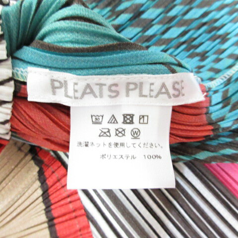 【中古】プリーツプリーズ PLEATS PLEASE イッセイミヤケ 半袖 幾何学模様 プリーツ カットソー ブラウス 3 総柄 日本製 PP91-JK672 レディース 【ベクトル 古着】 240717