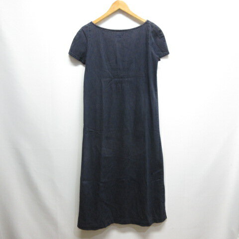 【中古】タバサ TABASA 半袖 デニム ロング ワンピース 36 インディゴ レディース 【ベクトル 古着】 240801