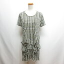 【中古】ヒロココシノ HIROKO KOSHINO 半袖 ワンピース 総柄 40 白×黒 日本製 レディース 【ベクトル 古着】 240810