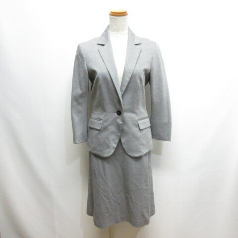 【中古】ザ・スーツカンパニー THE SUIT COMPANY she スカート スーツ セットアップ 38/40 グレー 七分袖ジャケット 春夏用 レディース 【ベクトル 古着】 250107