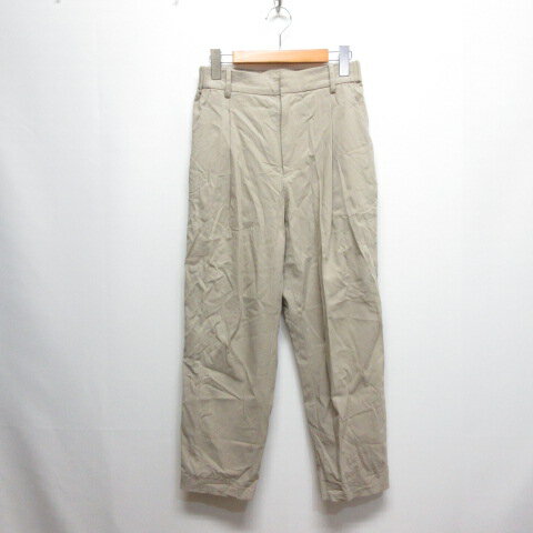 【中古】B&Y ユナイテッドアローズ BEAUTY&YOUTH ビューティー&ユース タック テーパード パンツ M ベージュ 麻混 ジッパーフライ サイドゴム 日本製 レディース 【ベクトル 古着】 250117