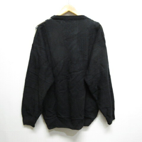 【中古】未使用品 ジオ フェラーリ Gio Ferrari ジャガード ニット セーター S/48 黒 ブラック ウール混 イタリー製 タグ付き メンズ 【ベクトル 古着】 250206
