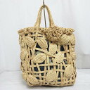 【中古】ジャマンピュエッシュ JAMIN PUECH ストロー かご バッグ トート リーフ フラワー ベージュ 裏地付き レディース 【ベクトル 古着】 25...