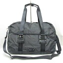【中古】アニエスベー ボヤージュ Agnes b. VOYAGE ボストン バッグ 2WAYショルダー ナイロン レザー 黒 ブラック グレー ロゴ 鍵 錠付き...