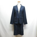 【中古】スーツセレクト SUIT SELECT ノーカラー ジャケット スカート スーツ セットアップ M ネイビー 紺 春夏用 レディース 【ベクトル 古着】...