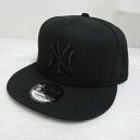 【中古】未使用品 ニューエラ NEW ERA 9FIFTY MLB ニューヨーク ヤンキース ベースボール キャップ 帽子 M-L 黒 オールブラック スナップ...