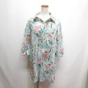 【中古】49アベニュー ジュンコシマダ 49AV. junko shimada 七分袖 シャツ チュニック 麻リネン混 38 ブルー 海中柄 レディース 【ベクトル 古着】 250523(4)