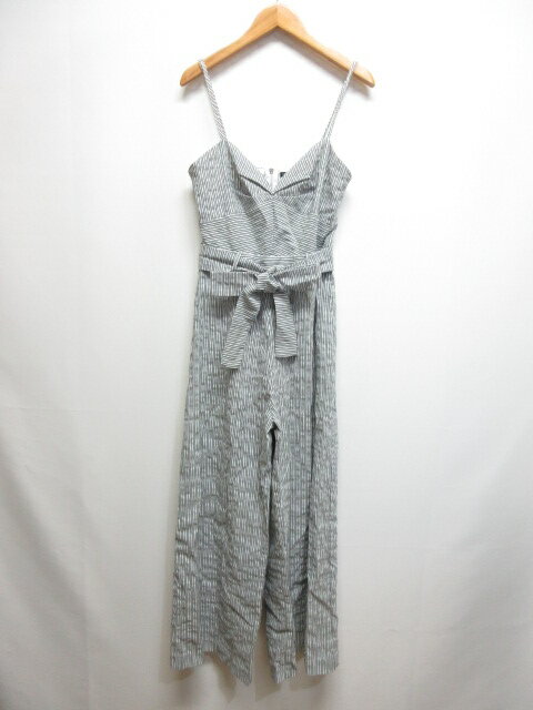 【中古】ザラ ZARA キャミ サロペット オーバーオール XS 白×グレー ウエストリボン ストレッチ バックファスナー レディース 【ベクトル 古着】 250630