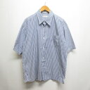 【中古】アメリカンラグシー AMERICAN RAG CIE ストライプ柄 半袖 ワイド シャツ 2 白×ブルー メンズ 【ベクトル 古着】 250701(4)