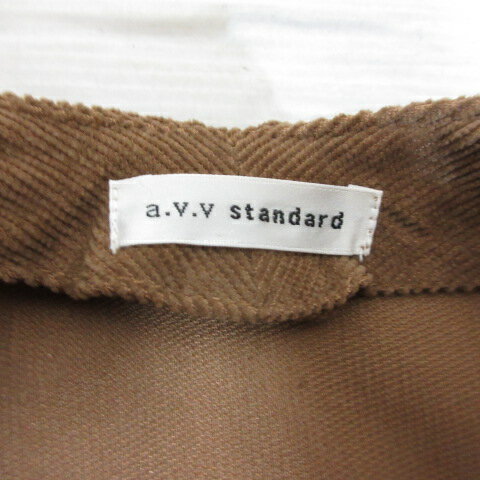 【中古】アー・ヴェ・ヴェスタンダード ミッシェルクラン a.v.v standard 長袖 Vネック コーデュロイ シャツ チュニック 腰ひも付き S 茶 ブラウン レディース 【ベクトル 古着】 250717