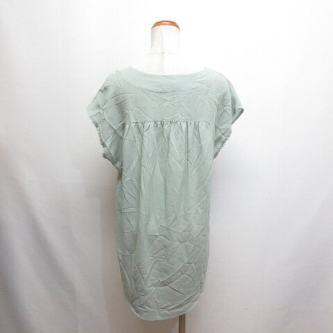 【中古】ドゥドゥ DOUDOU フレンチスリーブ シアー シフォン チュニック グリーン スタッズ装飾 レディース 【ベクトル 古着】 250729