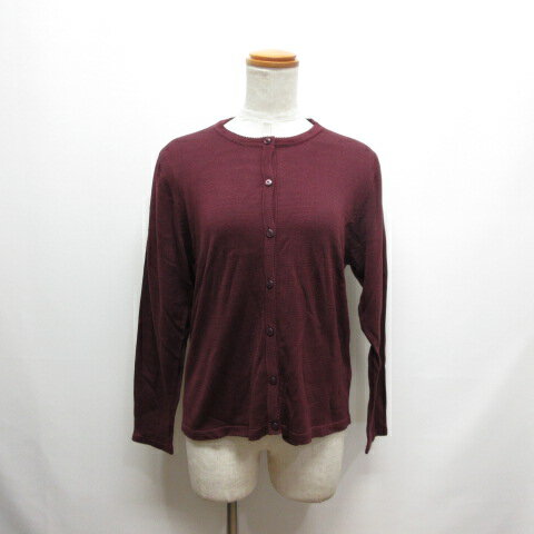 【中古】ジョセフィーヌ Josephine 美品 シルク アンサンブル ニット M 赤紫 ボルドー バーガンディ 長袖カーディガン 半袖カットソー レディース 【ベクトル 古着】 250927