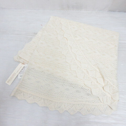 【中古】未使用品 ナチュラルベーシック Natural Basic マルチウェイ ストール カシミヤ混 オフホワイト 半円タイプ ボタン付き リネン混 タグ付き レディース 【ベクトル 古着】 251203