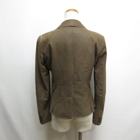 【中古】マックスマーラ ウィークエンドライン MAX MARA WEEKEND LINE 山羊革 ラムレザー テーラード ジャケット 40 茶 ブラウン 背抜き ゴートスキン レディース 【ベクトル 古着】 260113 2