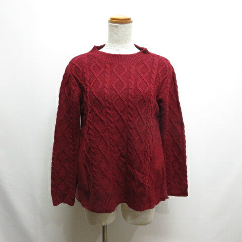 Long-Sleeved Knit - 【中古】アプワイザーリッシェ Apuweiser-riche サイドプリーツ ニット セーター 2 赤 レッド 長袖 アンゴラ混 ウール混 レディース 【ベクトル 古着】 260126