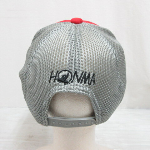 【中古】本間ゴルフ HONMA 帽子 メッシュ キャップ フリーサイズ 赤×グレー メンズ...