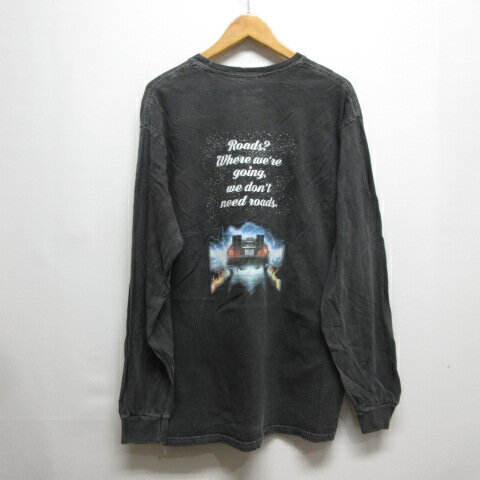 乐天商城 - 【中古】バックトゥザフューチャー BACK TO THE FUTURE 長袖 Tシャツ M チャコールグレー ピグメント加工 ロンT メンズ 【ベクトル 古着】 260507