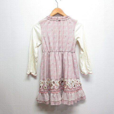 【中古】アクシーズファム axes femme kids 長袖 ドッキング ワンピース 130 ピン...