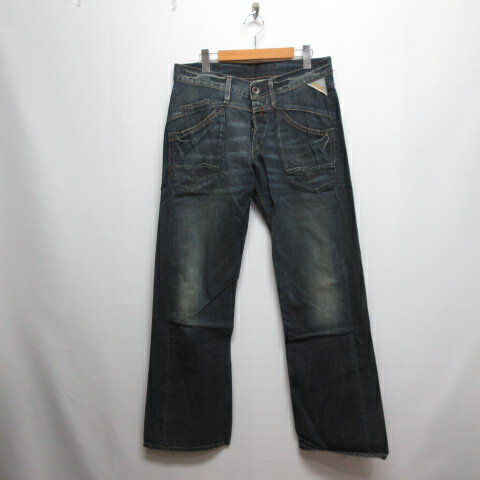 [Used] REPLAY Straight Denim Jeans, Size 31, Indigo, Button Fly, Vintage Finish, Men's [Vector Used Clothing] 260617