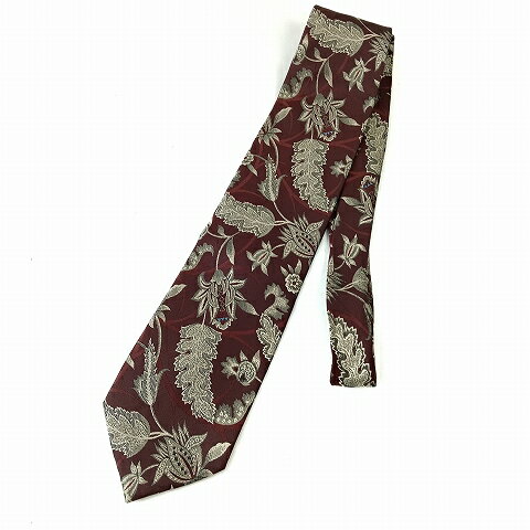 【中古】イヴサンローラン YVES SAINT LAURENT 総柄 シルク 絹 ワインレッド 赤系 ネクタイ メンズ 【ベクトル 古着】 241221