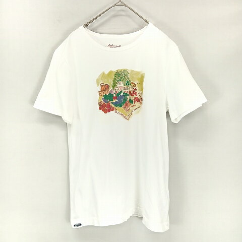 【中古】マドモアゼルノンノン mademoiselle NON NON コットン 水彩画 Tシャツ 半袖 M 白 ホワイト レディース 【ベクトル 古着】 250115
