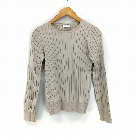 【中古】B&Y ユナイテッドアローズ BEAUTY&YOUTH ビューティー&ユース ワイドリブ ラウンドネック ニットソー ベージュ レディース 【ベクトル 古着】 250118