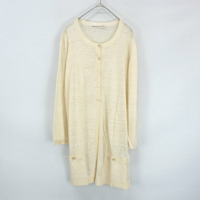 【中古】マドモアゼルノンノン mademoiselle NON NON 麻 リネン 使い ボタン カーディガン ベージュ 38 M レディース 【ベクトル 古着】 250125