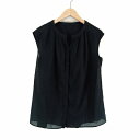 【中古】ヒューマンウーマン HUMAN WOMAN コットン シフォン ギャザー ブラウス M 黒 ブラック レディース 【ベクトル 古着】 250222(4)