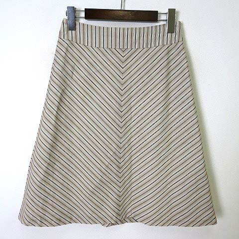 【中古】アンタイトル UNTITLED スカート フレアスカート ボーダー Aライン コットン S ベージュ 茶 ブラウン 美品 レディース 【ベクトル 古着】 200903 ベクトルプレミアム店