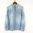 【中古】23区 オンワード樫山 DENIM シャツ ライト デニムシャツ 薄手 ウォッシュ ブリーチ加工 長袖 M 38 ライトブルー レディース 【..