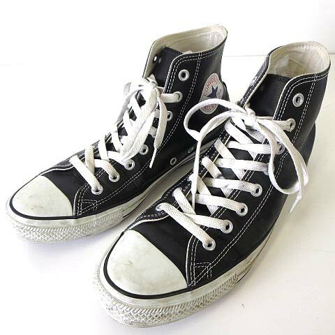 【中古】コンバース CONVERSE オールスター LEA ALL STAR HI 1B908 オールレザー スニーカー シューズ ハイカット 28.0cm 黒 ブラック US 9.5 くつ 靴 メンズ 【ベクトル 古着】 240422