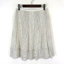 【中古】アンタイトル UNTITLED スカート タック プリーツ ドット 水玉 シアー シフォン フレア ひざ丈 S 1 オフ白 アイボリー 黒 ブラック レディース 【ベクトル 古着】 240729