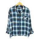 【中古】ママイクコ MAMAIKUKO シャツ パジャマ ルームウエア チェック コットン 長袖 M 紺 ネイビー 白 ホワイト 青 ブルー緑 グリーン メンズ...