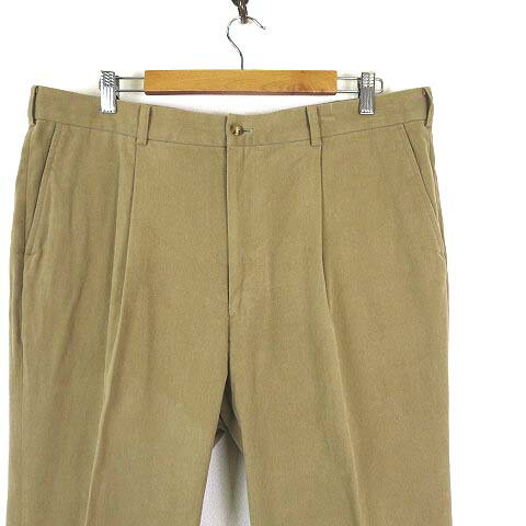【中古】クロイドン CROYDOR パンツ スラックス タック 厚手 モールスキン ストレッチ 100cm ベージュ 大きいサイズ メンズ 【ベクトル 古着】 241126
